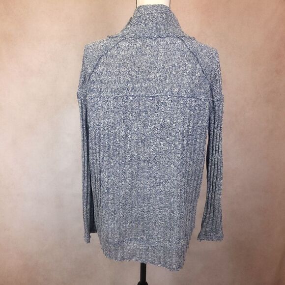 Free People Clarissa Oversized Mock Neck Sweater High Low Heathered Blue Gray XS - Picture 4 of 10